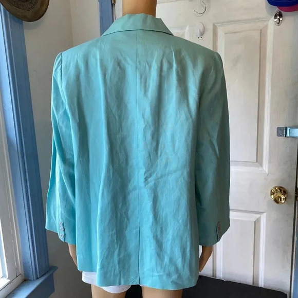 Adolfo Studio Y2K Linen Blend 2 Button Suit Blazer Jacket Women Size 14P - Picture 4 of 6